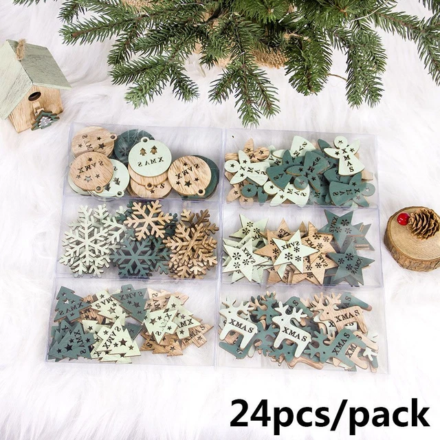 Verzierungen aus Holz Weihnachten hängen Schneeflocke /Elch /Engel