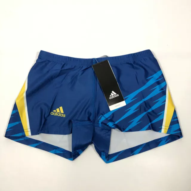 Adidas Womens Shorts XS Extra Small Blue Yellow Energy Running Compression 2"