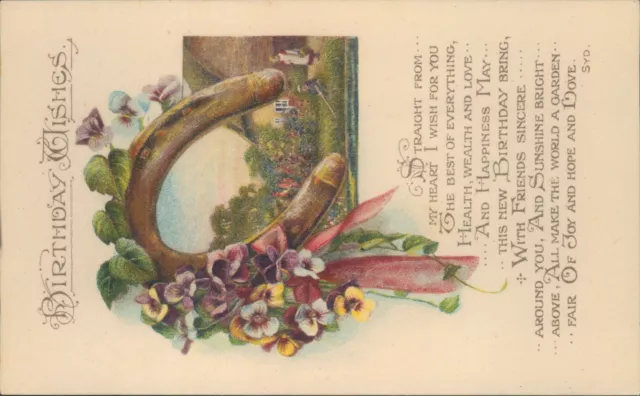 Birthday wishes horseshoe floral Wildt and kray