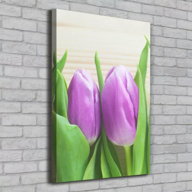 Leinwand-Bild Kunstdruck Hochformat 70x100 Bilder Lila Tulpen