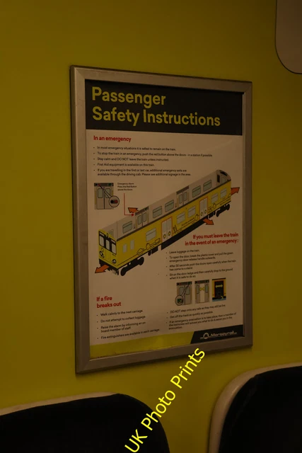 PHOTO RAILWAY 6X4 Class 507 EMU Passenger Safety Instructions Poster On PHOTO RAILWAY 6X4 Class 507 EMU Passenger Safety Instructions Poster On