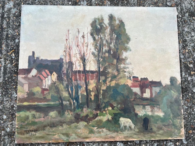 tableau Marcel GENETTE né en 1889 huile sur toile paysage signé 1964