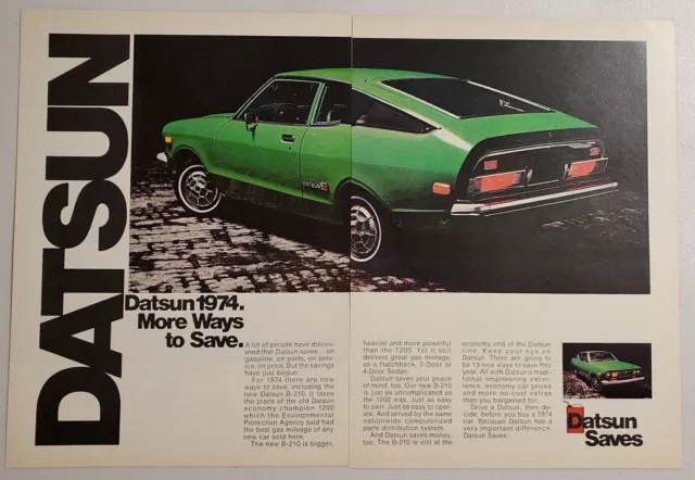 1973 Print Ad The 1974 Datsun B-210 2-Door Sedan Green