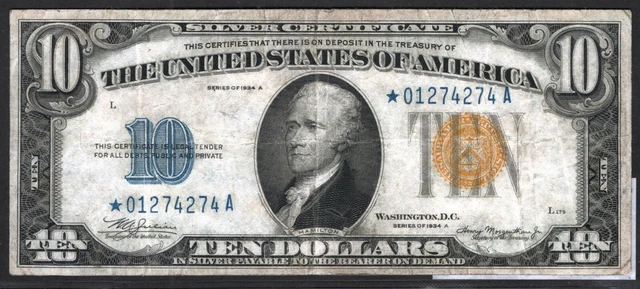 FR #2309* 1934-A $10 North Africa Star Silver Certificate VF/XF  (52)