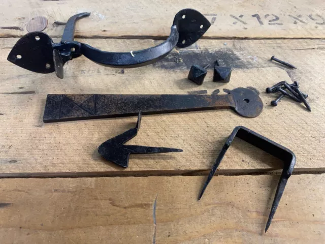 RUSTY Suffolk Latch Hand Forged Traditional Arrow End Black wax Blacksmith Iron