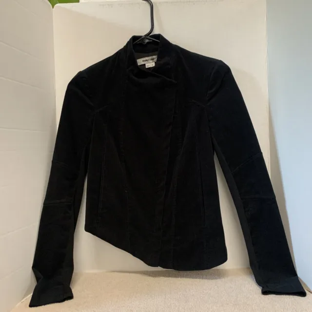 Helmut Lang Women’s Cropped Asymmetrical Jacket Black Dble Zipper Size XS Petite