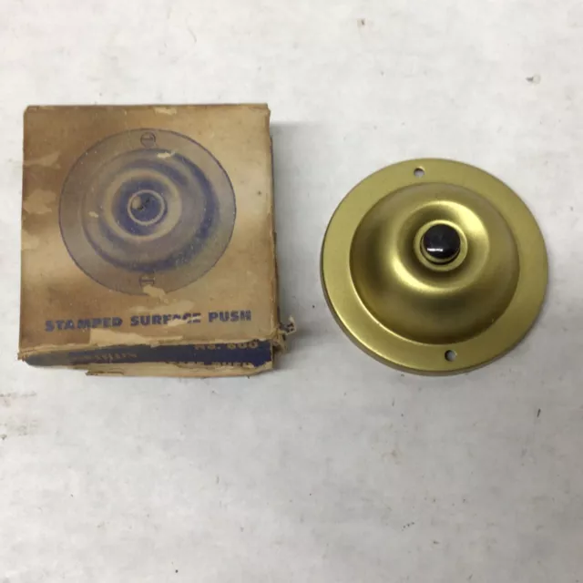 Vintage Round Doorbell Push Button 2-1/4" Brass Edwards No. 600 USA Made Classic