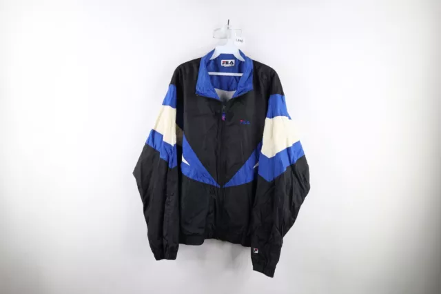 Vintage 90s Fila Mens XL Spell Out Color Block Lined Windbreaker Jacket Coat