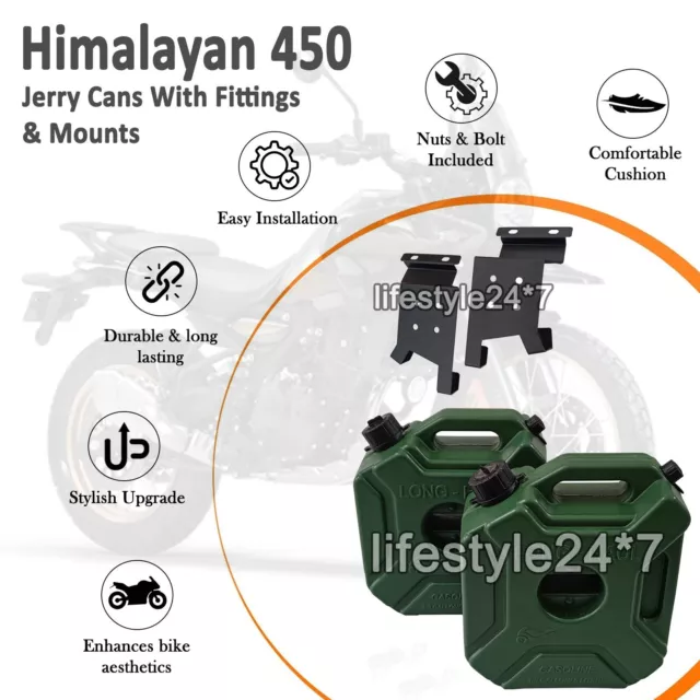 Fit For Royal Enfield "BS6 Jerry Can Pair With Mount Green" New Himalayan 450