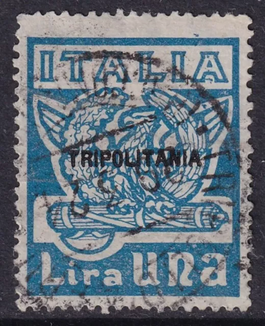 TRIPOLITANIA 1923 March on Rome 1l. Light Blue SG 8 Used (CV £46)