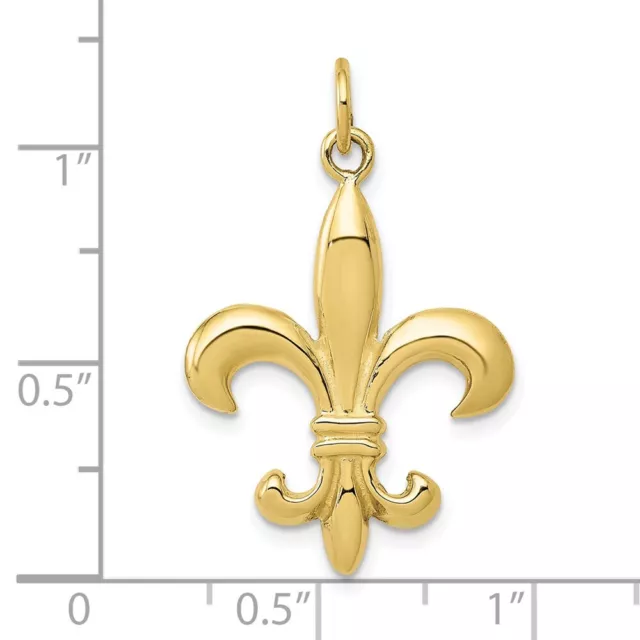 10k Yellow Gold Solid Fleur de Lis 3-D Charm Pendant for Women 2.94g 3