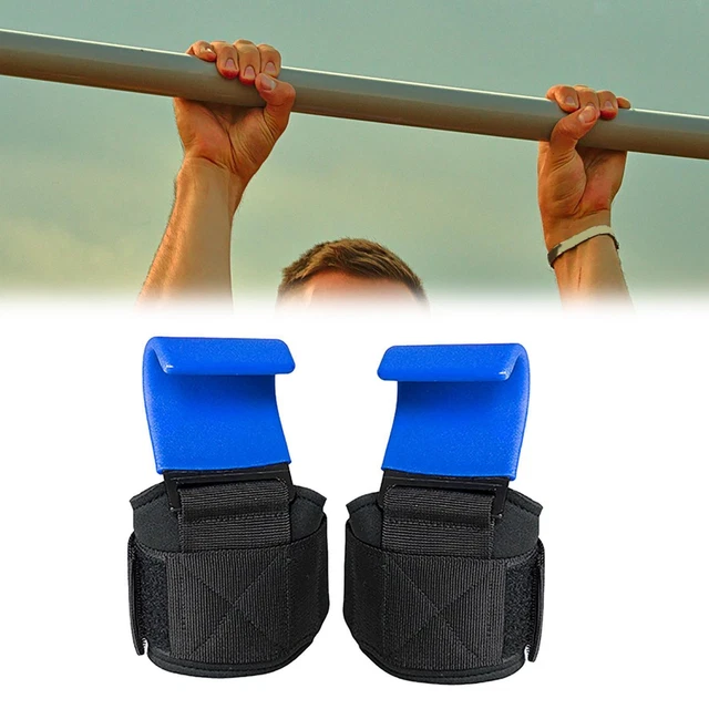 Power Weight Lifting Crochets Support De Poignet Réglable Deadlift Workout Bleu