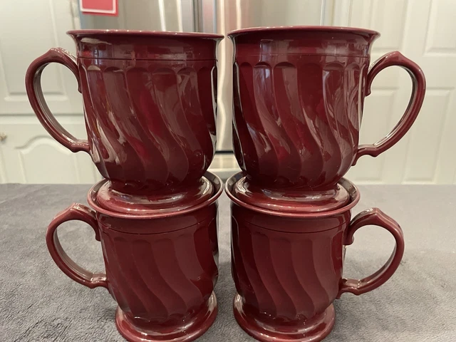 Turnbury By Dinex Cranberry Insulated Cup Mug Plastic Melamine Set of 4