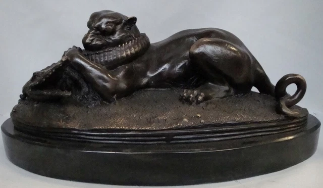 Estatua Tigre Cocodrilo Fauna Art Deco Estilo Art Nouveau Estilo Bronce sólido F