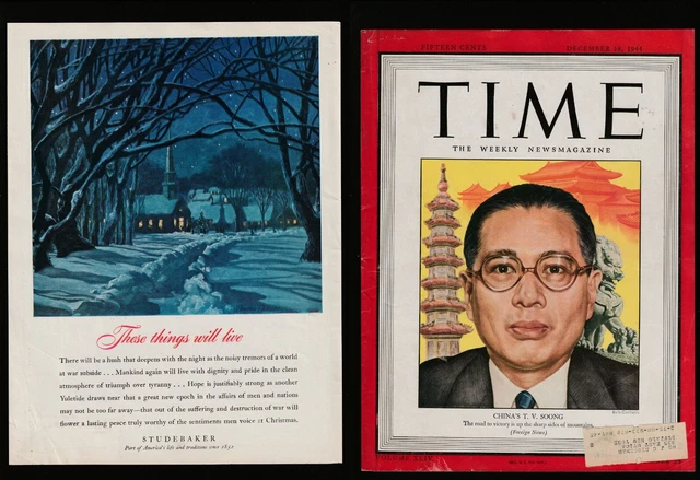 1944 December Studebaker Christmas Time Magazine Full Page Print Ad Vintage