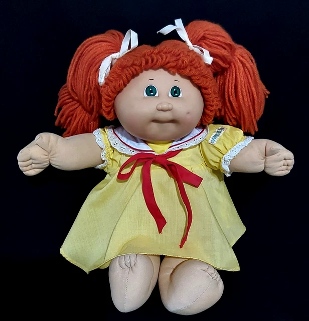 cabbage patch doll red hair yellow dress Vintage 1984 Cabbage Patch Doll Red Hair Blue Eyes Agnes Lara Yellow Dress