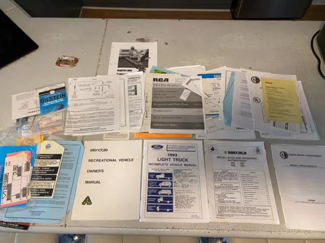 1993 Glendale RV Complete Owners Manuals Set