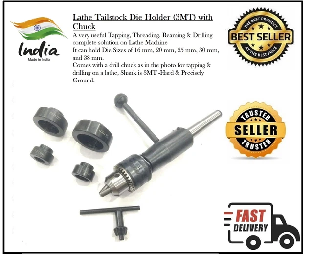 Lathe Tailstock Die Holder - Tapping Threading Reaming Drilling Tools (MT3) Lathe Tailstock Die Holder - Tapping Threading Reaming Drilling Tools (MT3)