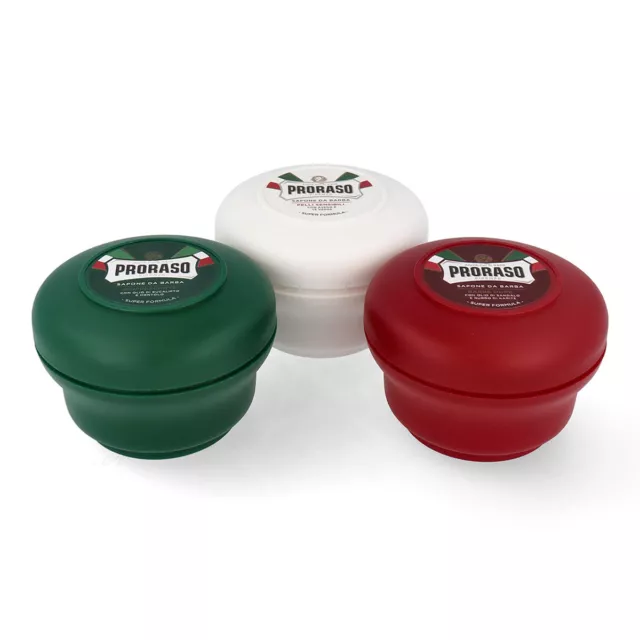 PRORASO shaving soap crucible mix 3x 150ml green + white + red