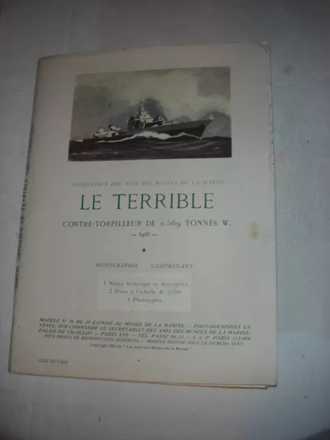 Plan Maquette Du Musée de la marine - Contre torpilleur LE TERRIBLE - 1954