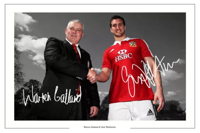 Warren Gatland & Sam Warburton Signed Photo Print Autograph British Lions Rugby