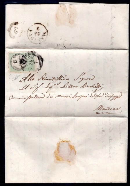 ÖSTERREICH L+V STEMPELMARKEN 1855 3 auf BRIEF TADELLOS + SCHÖN (H6311