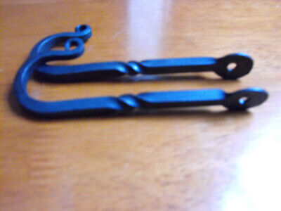 Blacksmith Hand Made Wall Mount Hooks with twist 5" Long  x 1" opening Set of 2.