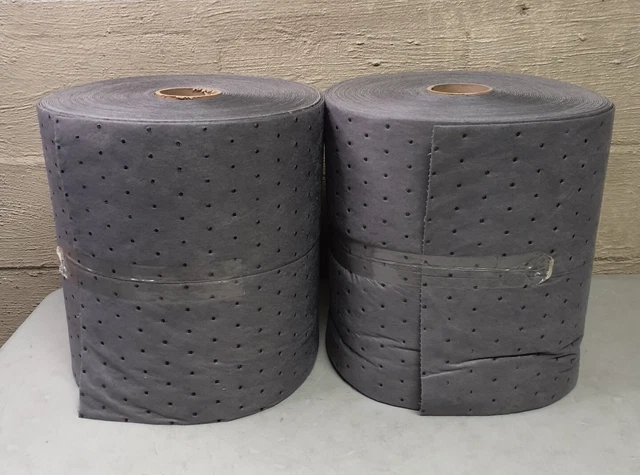 2 Pack Oil-Dri 9 1/2" x 15" Absorbent Roll Absorbs 56 Gal. Universal Gray L90535