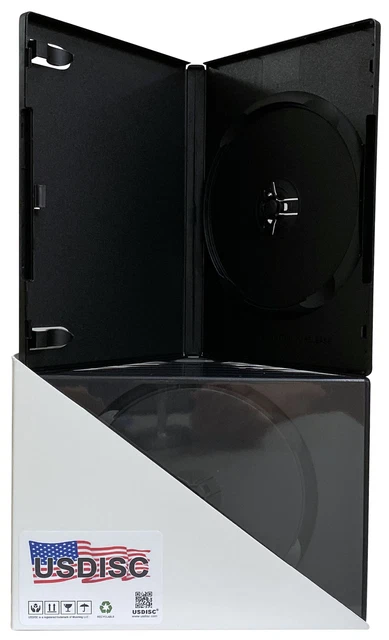 10 USDISC DVD Cases Standard 14mm Premium, Single 1 Disc (Black)