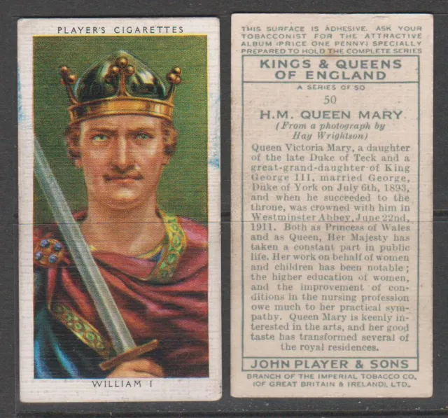 CIGARETTE CARDS Players 1935 Kings & Queens of England - complete set