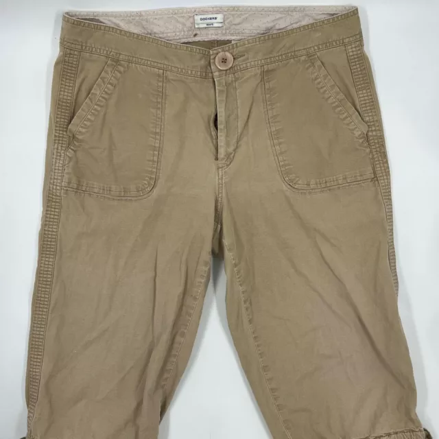 Dockers Womens Chino Shorts Ideal Fit Size 12 Beige Tan Khaki Cotton Stretch