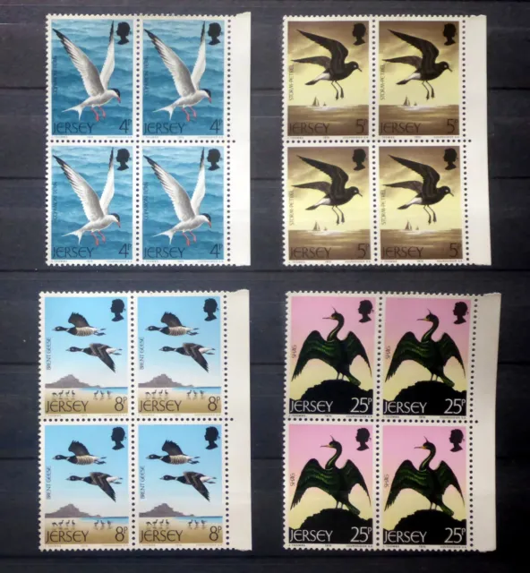 Jersey 1975 SG129-132 Sea Birds Blocks of 4 MNH. (B3964)