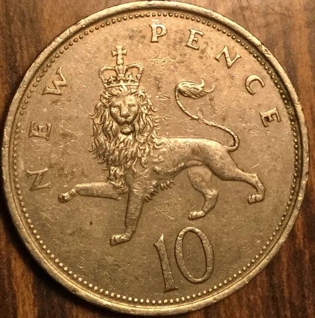 1968 Uk Gb Great Britain 10 New Pence Coin