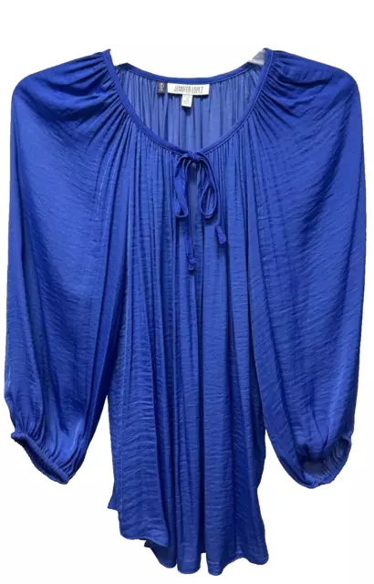 Jennifer Lopez Womens Indigo Long Balloon Sleeve Keyhole Fashion Blouse Size 1XL