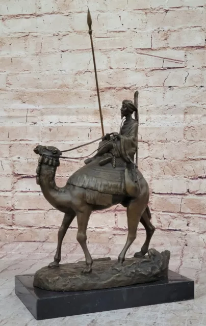 Camel Rider Animal Desert Arab Bronze Sculpture Figurine Art Deco Marble Base