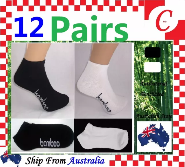 12Prs Men MENS WOMEN Bamboo Low Cut Sport Cushion Ankle SOCKS Odor Resistant