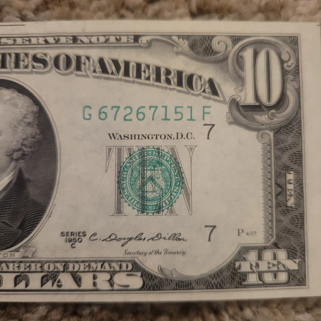 1950 C 10 Dollar Bill Series C Ten Dollar Federal Reserve Note Rare