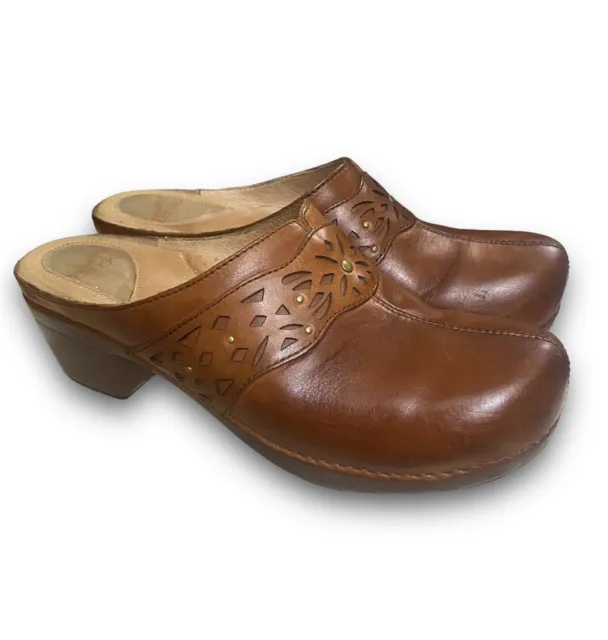 DANSKO Shyanne Brown Tan Leather Women’s Mules Clogs Shoes size EU 42 US 11.5-12