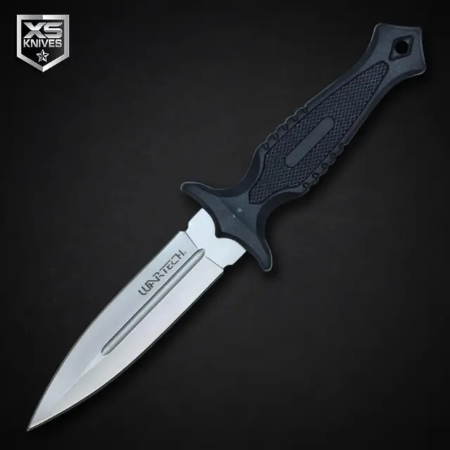 Tactical Chrome Fixed Blade DAGGER Combat Hunting Knife Survival + Sheath 9"