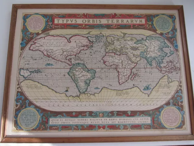 Hoffman La Roche Vintage Latin Map Americas 1950's Color Lithograph Framed