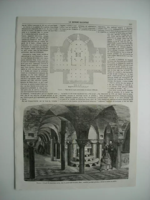 Gravure 1868. Venise. La Crypte De Saint-Marc. Crypte Du 9Eme Siecle, Sous Grand