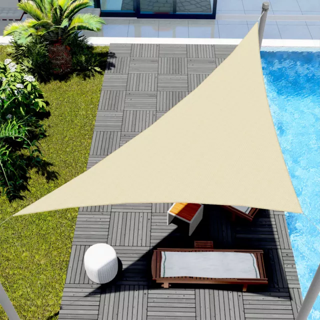 2-16ft Beige Sun Shade Sail Outdoor Pool Patio Deck Canopy Awning UV Top