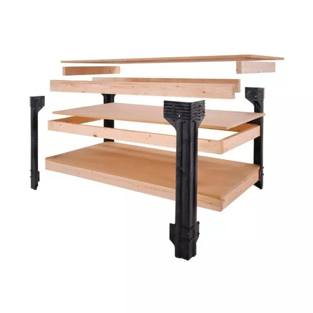 2x4basics 90164 Custom Work Bench and Shelving Storage System, Black Original 2