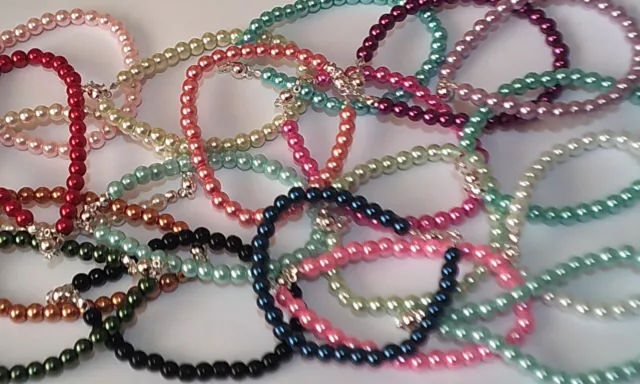 4mm BUY 1 GET 1 FREE ADD 2 TO BASKET  6"to8" Glass Pearl bracelets 30 colours