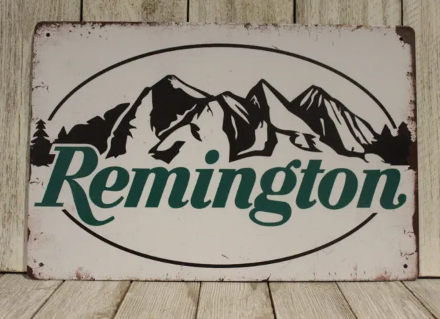 Remington Guns Tin Sign Metal Vintage Rustic Look Rifle Gun Shop Hunter XZ
