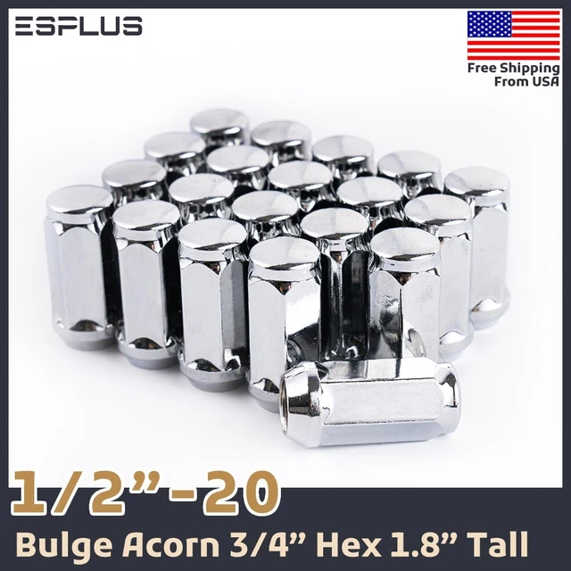 thumbnail image 2 of Excalibur 20-Pack Chrome Lug Nuts – 1/2-20 Left Hand Thread – Conical 60° Seat – Bulge Acorn Style 2 of 2