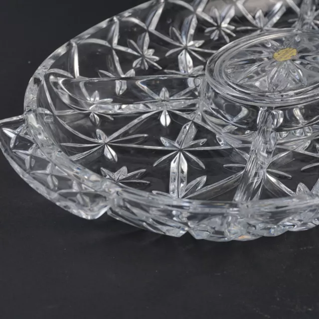Große ovale Servierplatte Kristallglas 5 Fächer für  Snacks Schale 2