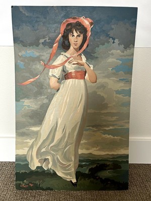 Vintage Pinkie Pinky Girl Ocean Paint by Numbers Acrylic Painting Large Unframed