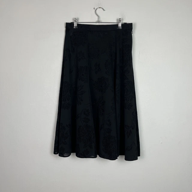 "Gonna da donna vintage St Michaels nera glitter motivo floreale vita midi 29""