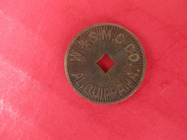 TRANSIT COIN TOKEN ALIQUIPPA PA W & S.M.C. Co. Good For One Fare Square Hole
